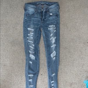 Distressed american eagle jeans